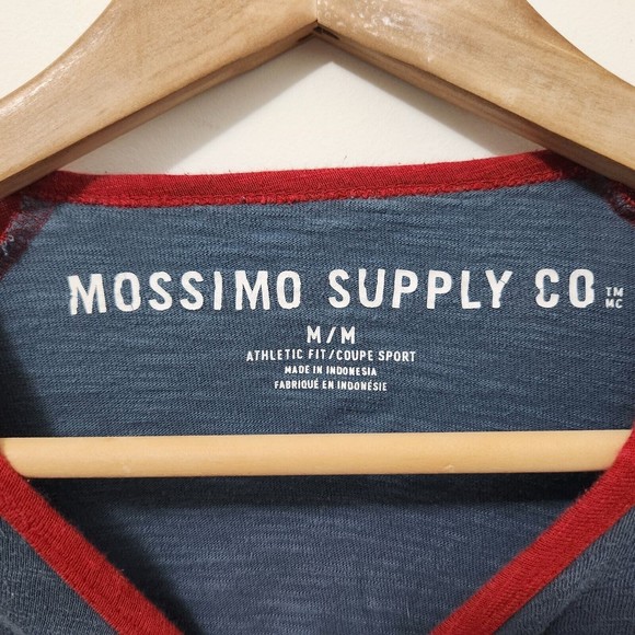 MASSIMO SUPPLY CO. Men's Athletic Blue Red Baseball Tee 3/4 Sleeve Size M - Picture 4 of 7